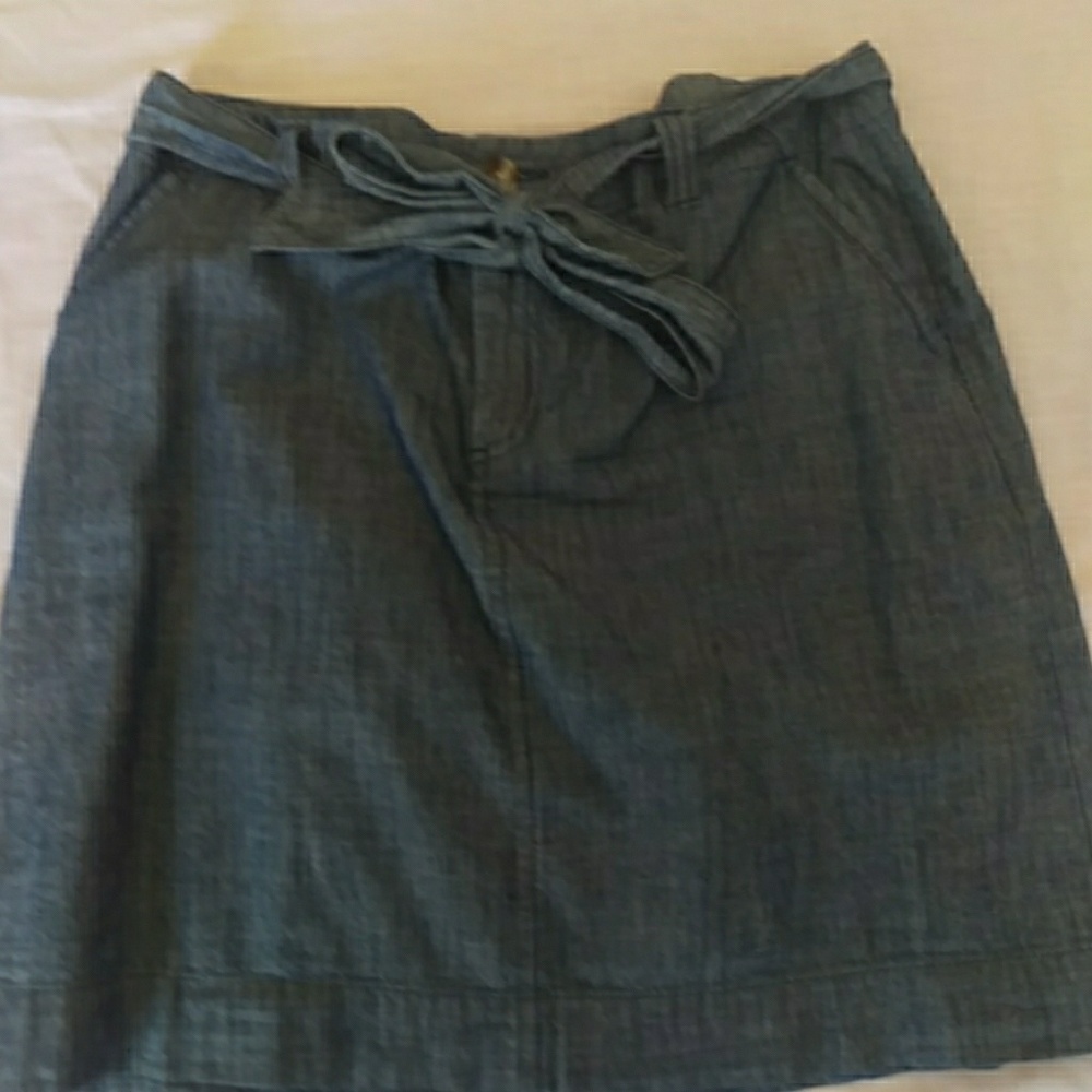 Old navy chambray denim zippered tie front skirt e - Picture 5 of 8